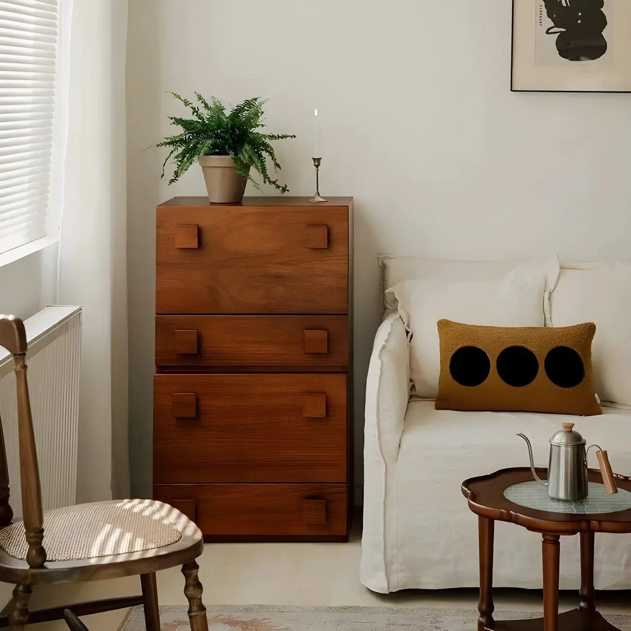 Commodes et chiffonniers minimalistes en bois brun avec tiroirs