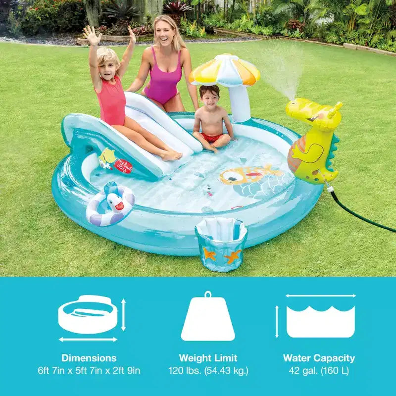 Piscine pour enfants gonflable Intex 57165EP Gator avec toboggan et aire de jeux aquatique