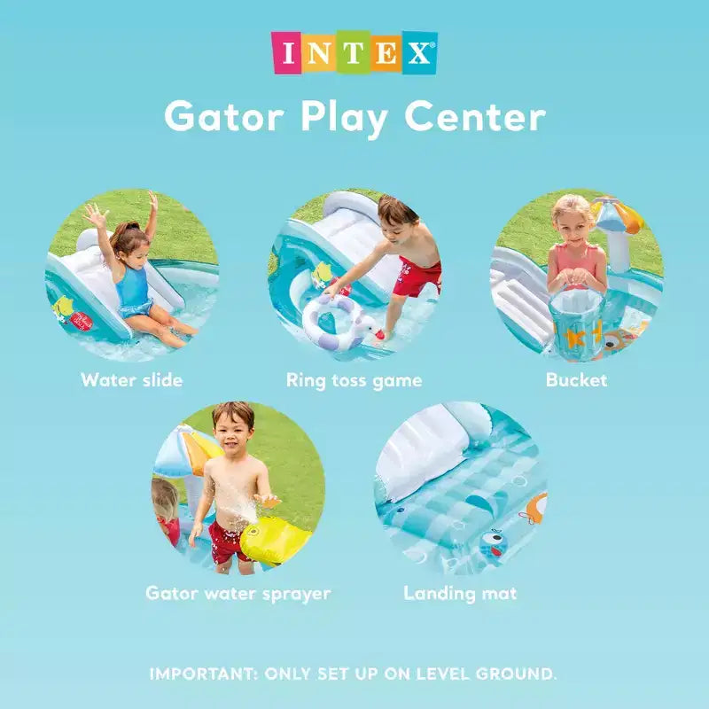 Piscine pour enfants gonflable Intex 57165EP Gator avec toboggan et aire de jeux aquatique