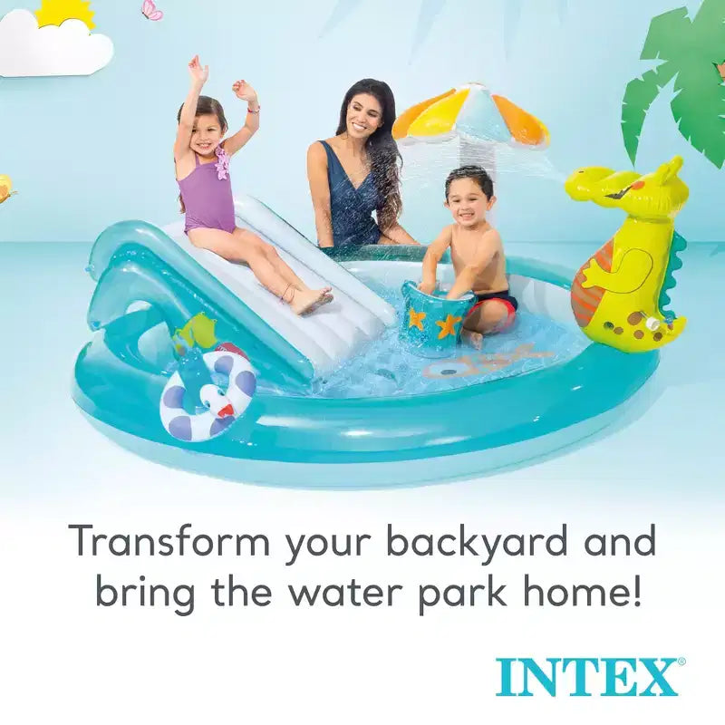 Piscine pour enfants gonflable Intex 57165EP Gator avec toboggan et aire de jeux aquatique