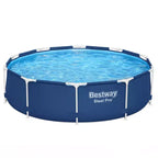 Bestway Steel Pro 10 Foot x 30 Inch Round Framed Above Ground Outdoor Backyard Swimming Pool Set with 330 GPH Filter Pump, Blue