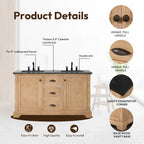 Meuble-lavabo Hervas avec plateau en marbre naturel, sans miroir.