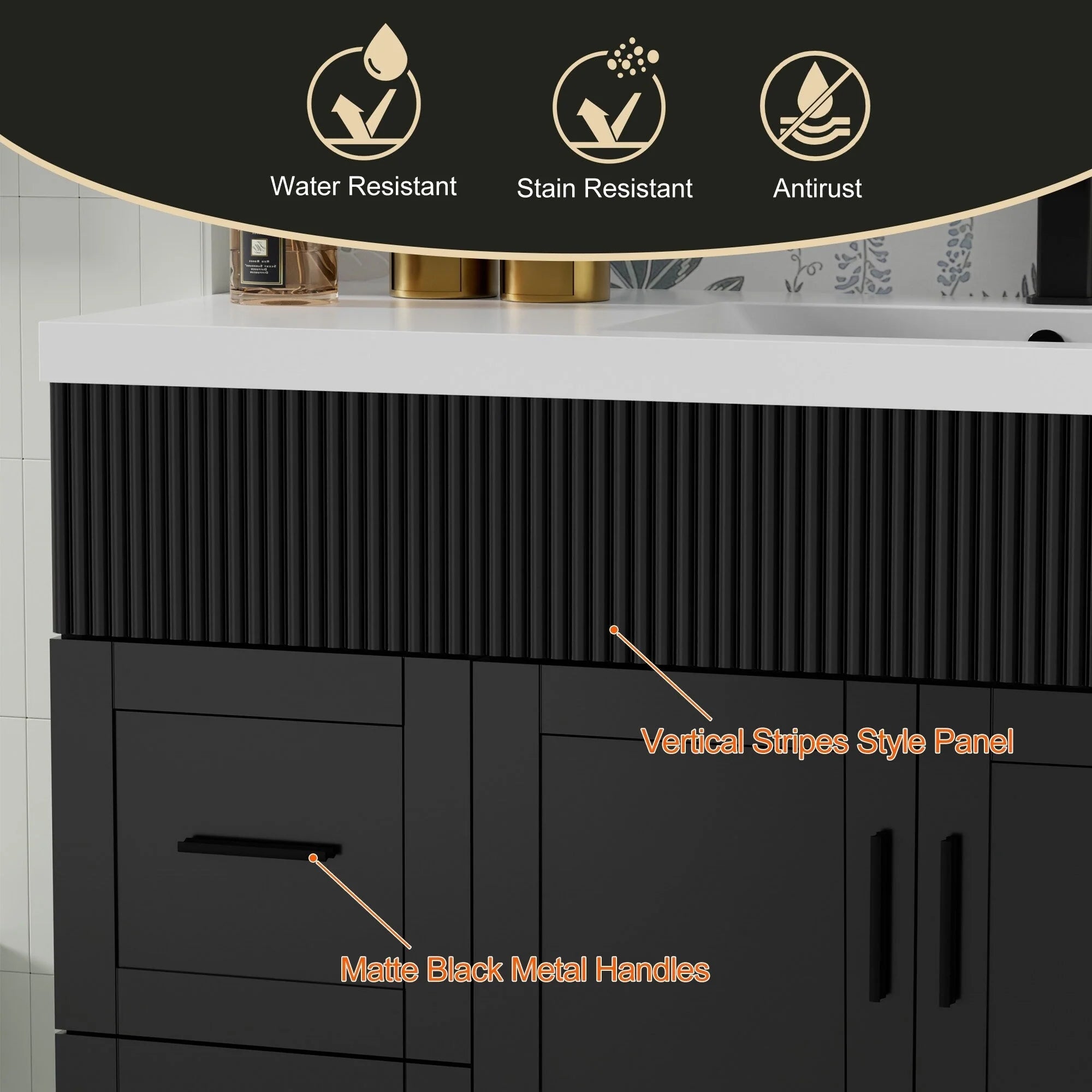 Ensemble meuble-lavabo Wavy Line 30/36/48 avec lavabo et robinet