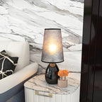 Lampe de table tactile LED élégante en tissu noir pour chambre à coucher