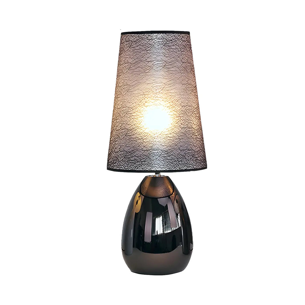 Lampe de table tactile LED élégante en tissu noir pour chambre à coucher