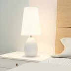 Lampe de table tactile LED élégante en tissu noir pour chambre à coucher