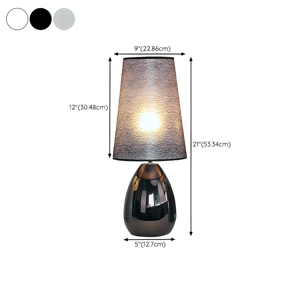 Lampe de table tactile LED élégante en tissu noir pour chambre à coucher