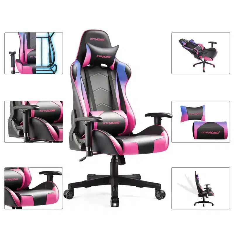 Chaise de Bureau Gaming en Cuir PU avec Appuie-tête et Coussin Lombaire Ajustables - GTRACING