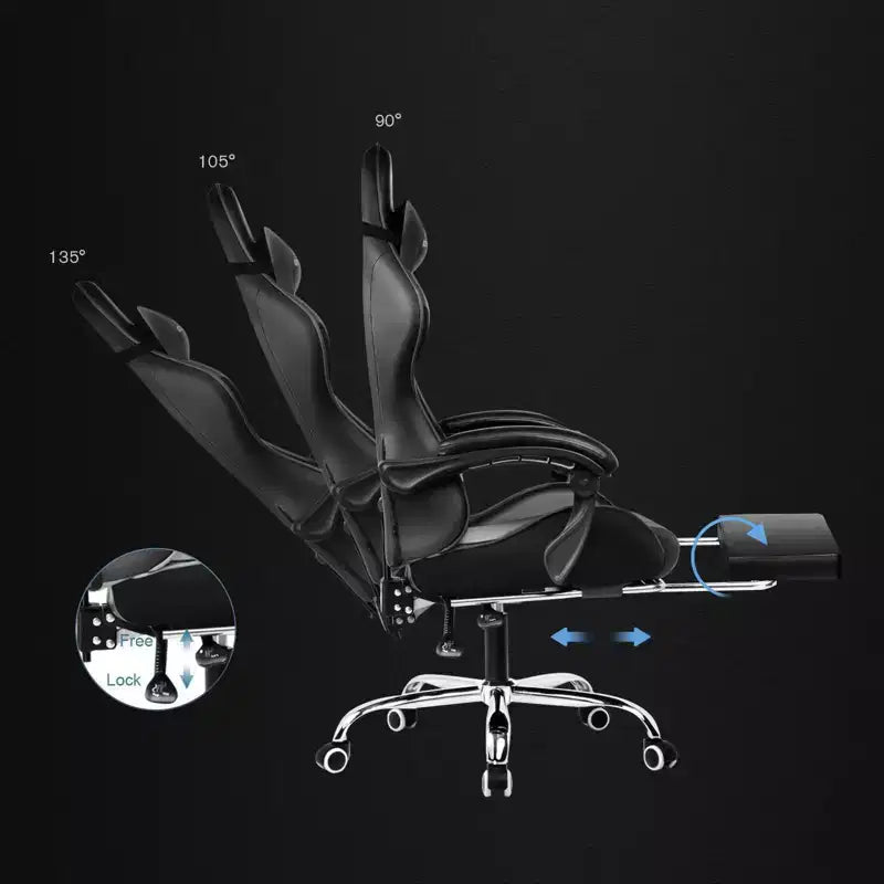 Sedia da Gaming con Poggiapiedi e Cuscino Massaggiante Lombare Ergonomico in Pelle PU - GTRACING
