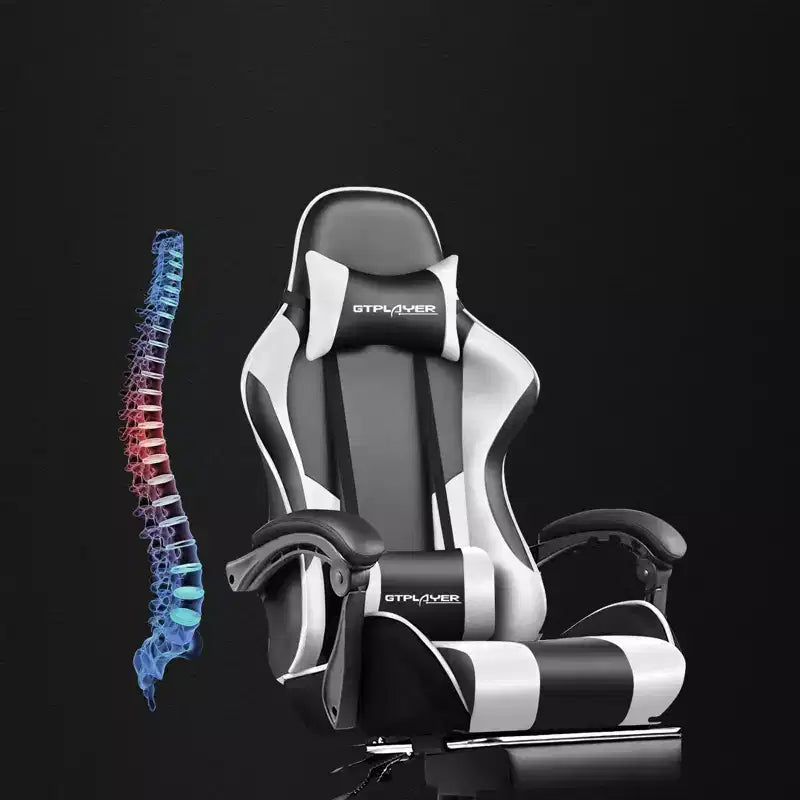 Sedia da Gaming con Poggiapiedi e Cuscino Massaggiante Lombare Ergonomico in Pelle PU - GTRACING