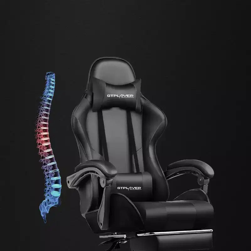 Sedia da Gaming con Poggiapiedi e Cuscino Massaggiante Lombare Ergonomico in Pelle PU - GTRACING