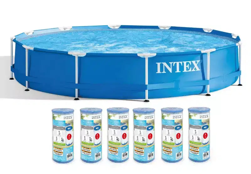 Intex 12' x 30 Metal Frame Set Swimming Pool with 530 GPH Pump & Filters 28211EH