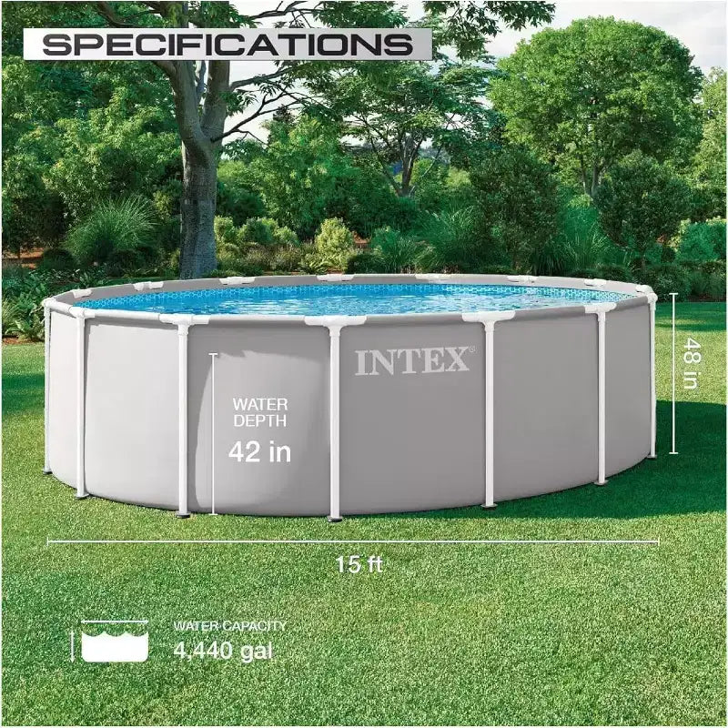 Kit Piscine Tubulaire Intex Prism Frame 4,57 x 1,22 m avec Échelle, Bâche et Pompe