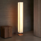 Lampadaire moderne en bois avec colonne et LED 3 couleurs pour salon