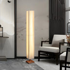 Lampadaire moderne en bois avec colonne et LED 3 couleurs pour salon