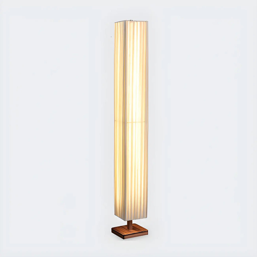 Lampadaire moderne en bois avec colonne et LED 3 couleurs pour salon