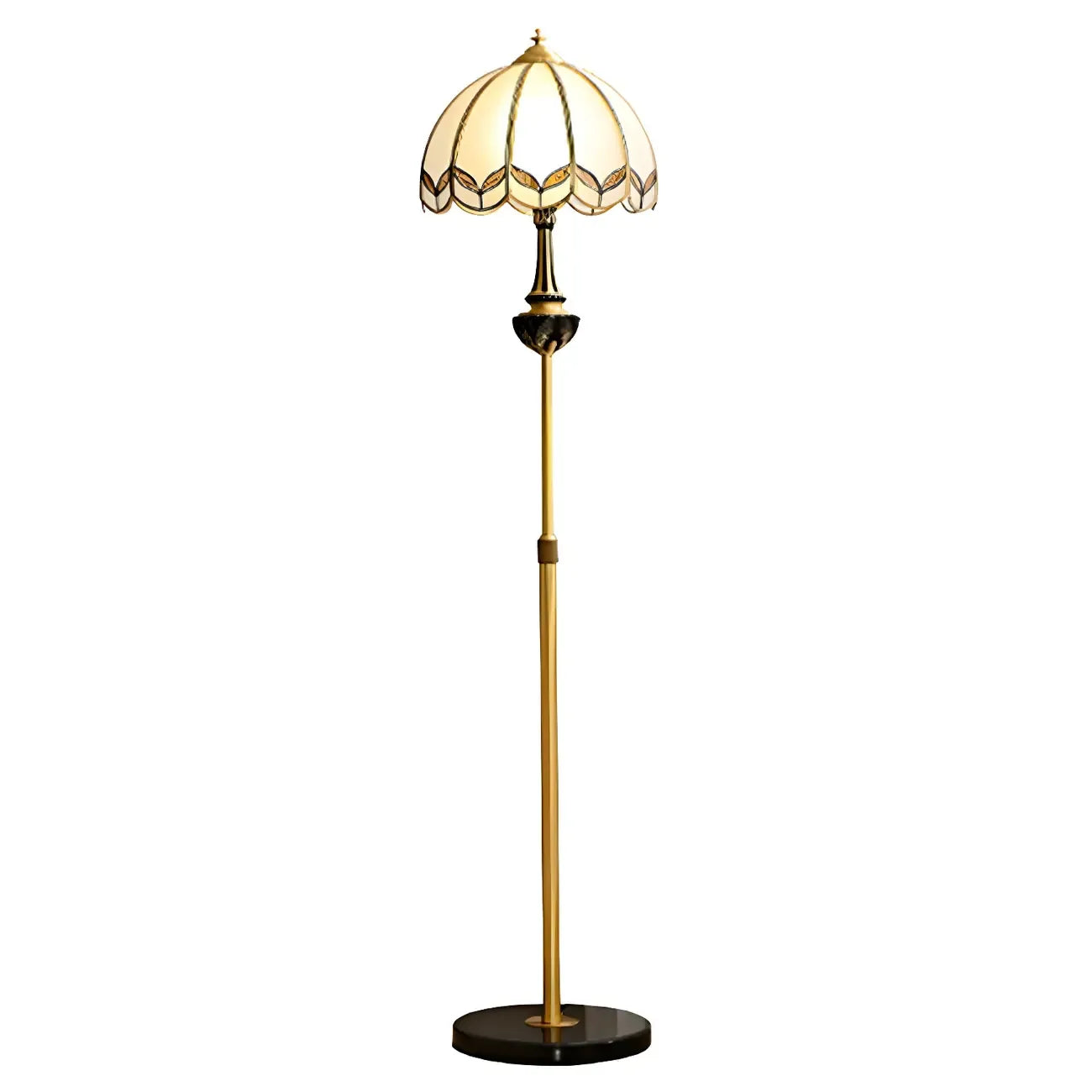 Lampada da terra a LED vintage in ottone con altezza regolabile