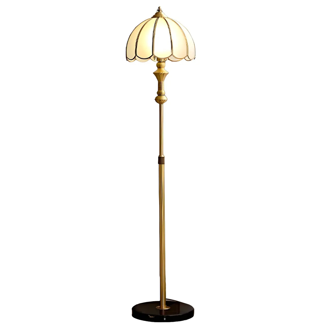 Lampada da terra a LED vintage in ottone con altezza regolabile