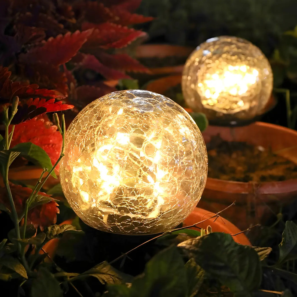 Éclairage paysager solaire moderne à LED sous globe en verre