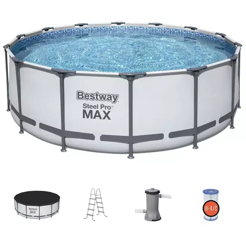 Bestway 7 couleurs LED cascade accessoire et piscine hors-sol ronde Steel Pro MAX 4,27 m x 1,22 m avec pompe