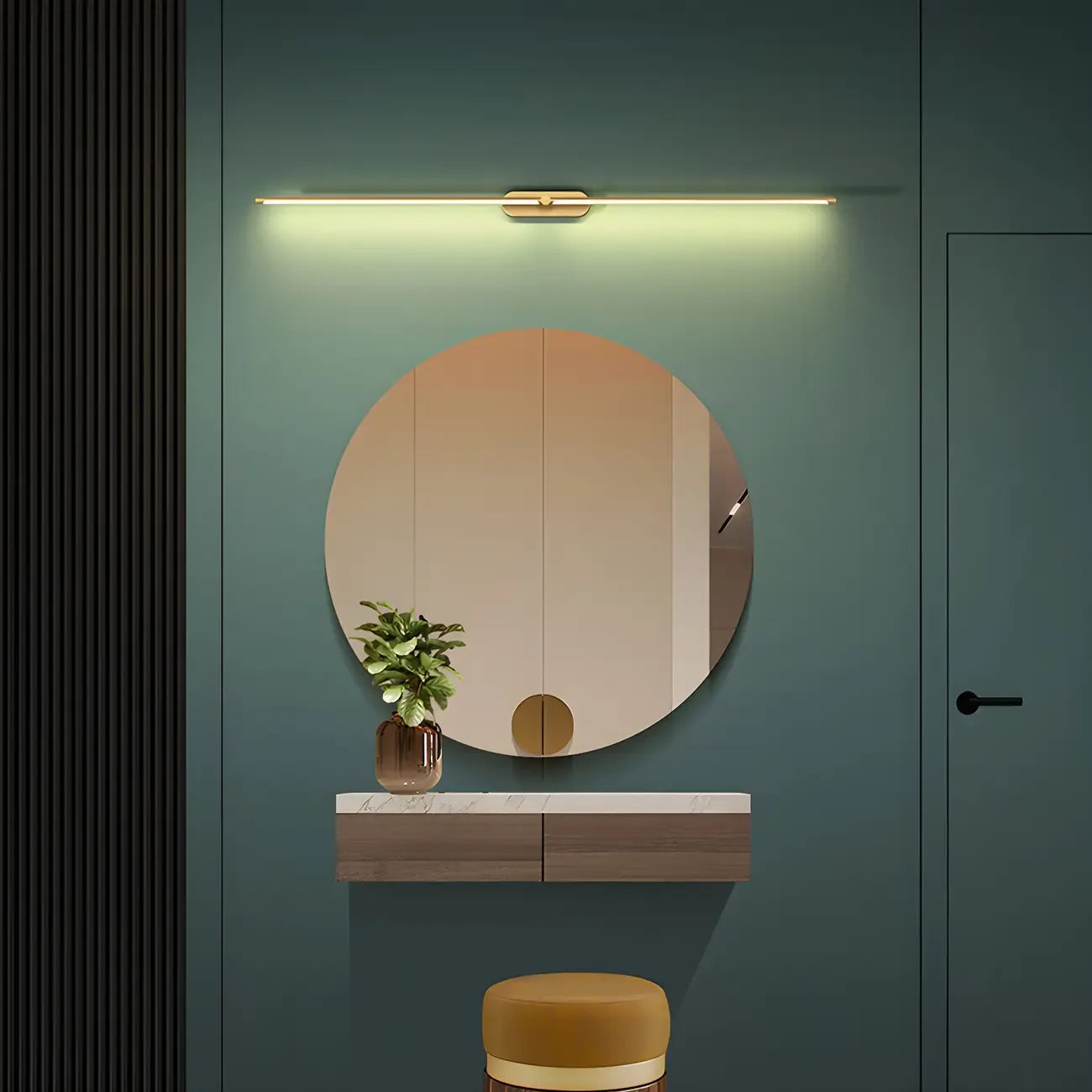 Applique murale moderne en laiton avec LED intégrée pour salle de bain