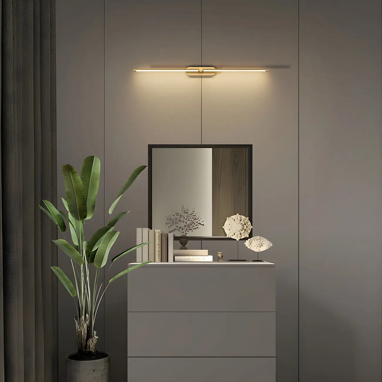 Applique murale moderne en laiton avec LED intégrée pour salle de bain