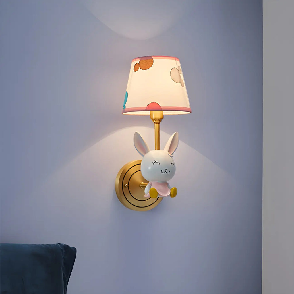 Applique murale LED lapin pour chambre d'enfant avec abat-jour en tissu