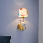 Applique murale LED lapin pour chambre d'enfant avec abat-jour en tissu