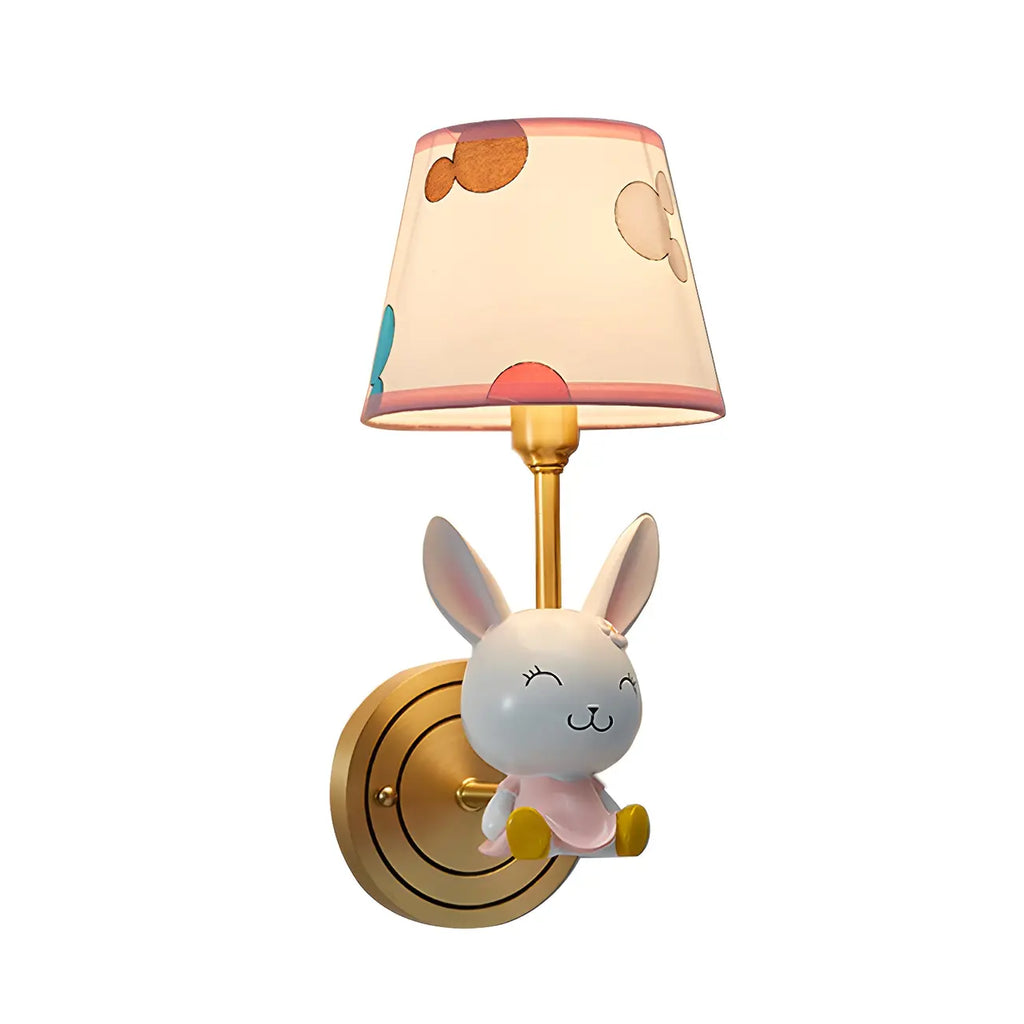 Applique murale LED lapin pour chambre d'enfant avec abat-jour en tissu