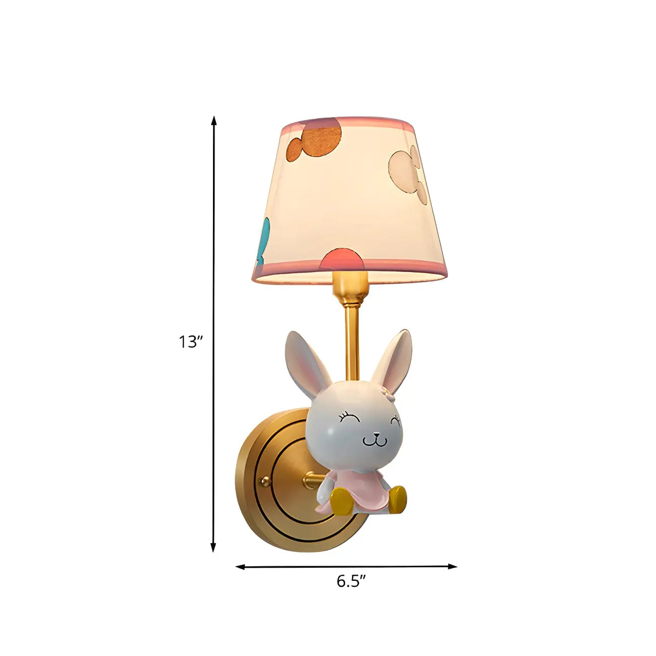 Applique murale LED lapin pour chambre d'enfant avec abat-jour en tissu