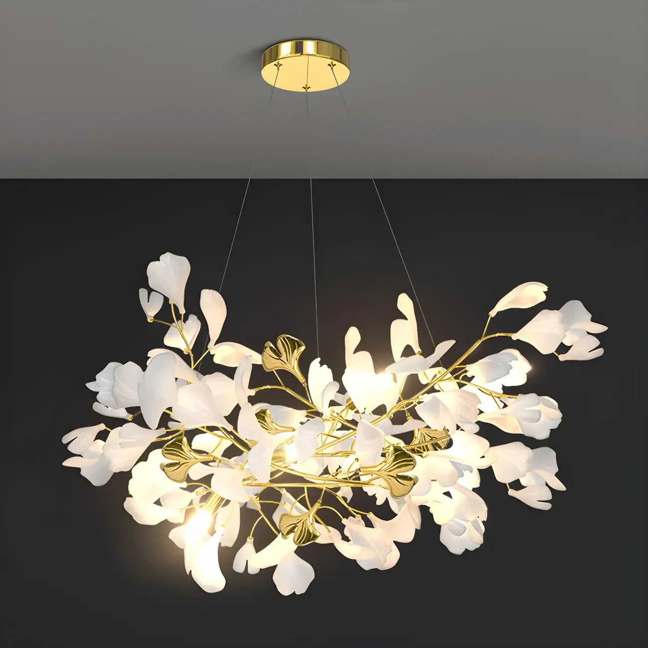 Lustre floral doré moderne et artistique pour cuisine