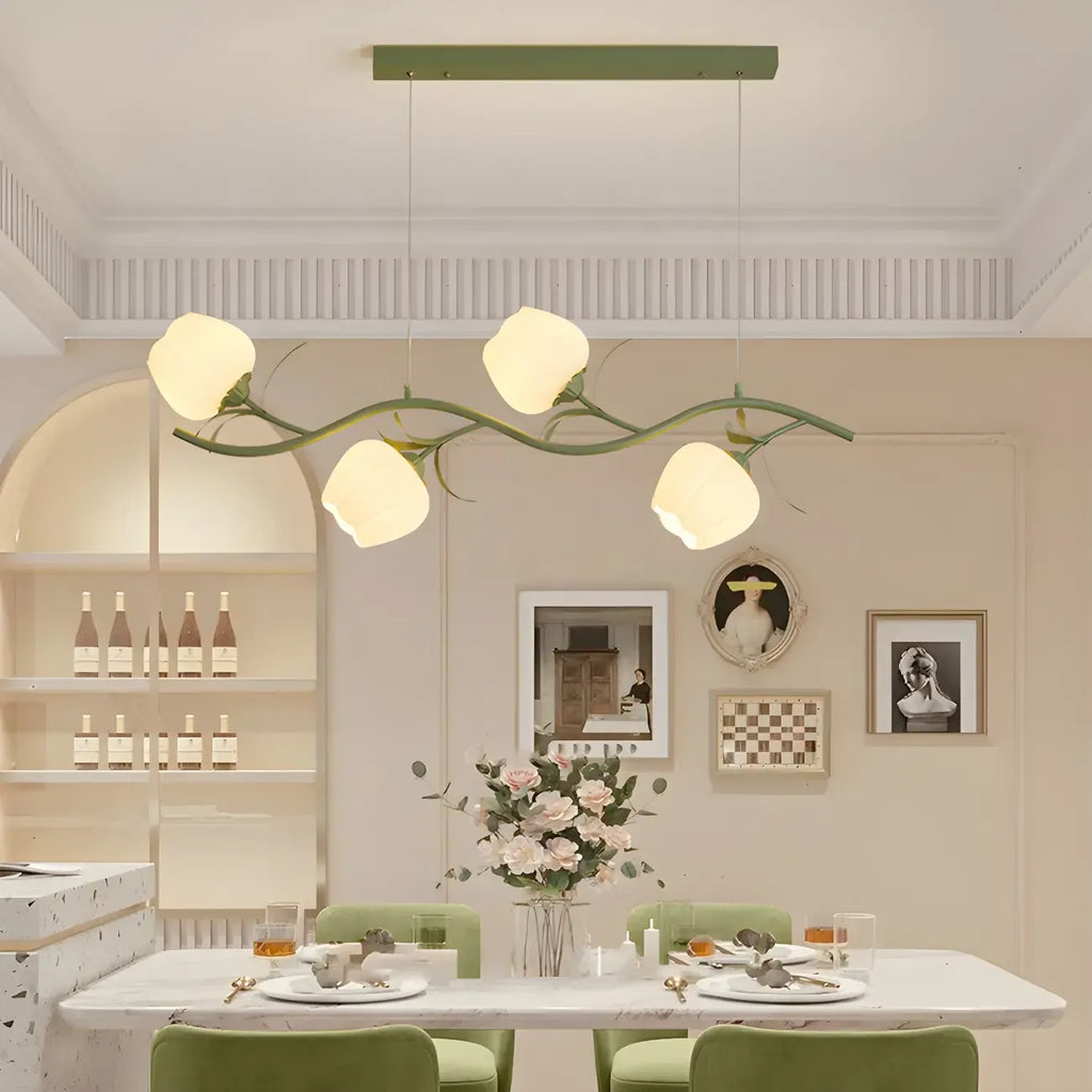 Elegante lampada a sospensione moderna a forma di fiore per isola cucina