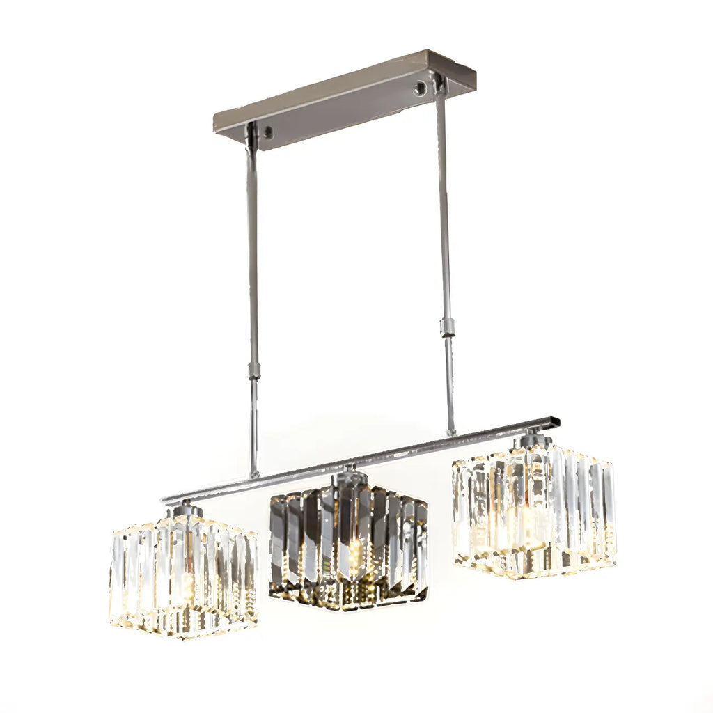 Suspension moderne en verre avec structure métallique pour îlot de cuisine