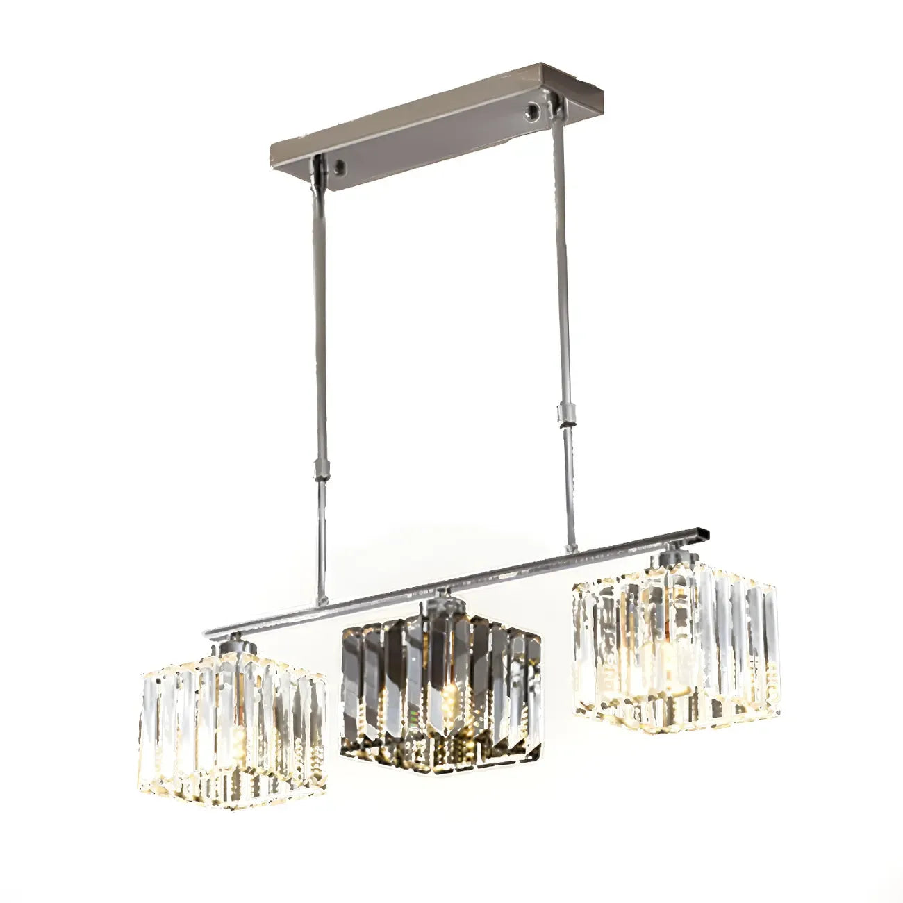 Suspension moderne en verre avec structure métallique pour îlot de cuisine