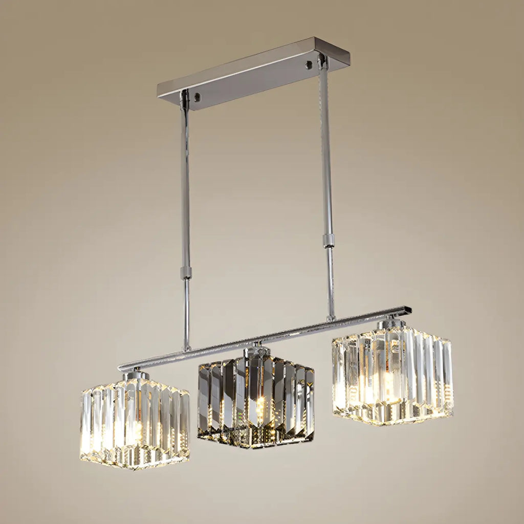 Suspension moderne en verre avec structure métallique pour îlot de cuisine