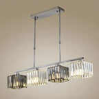 Suspension moderne en verre avec structure métallique pour îlot de cuisine