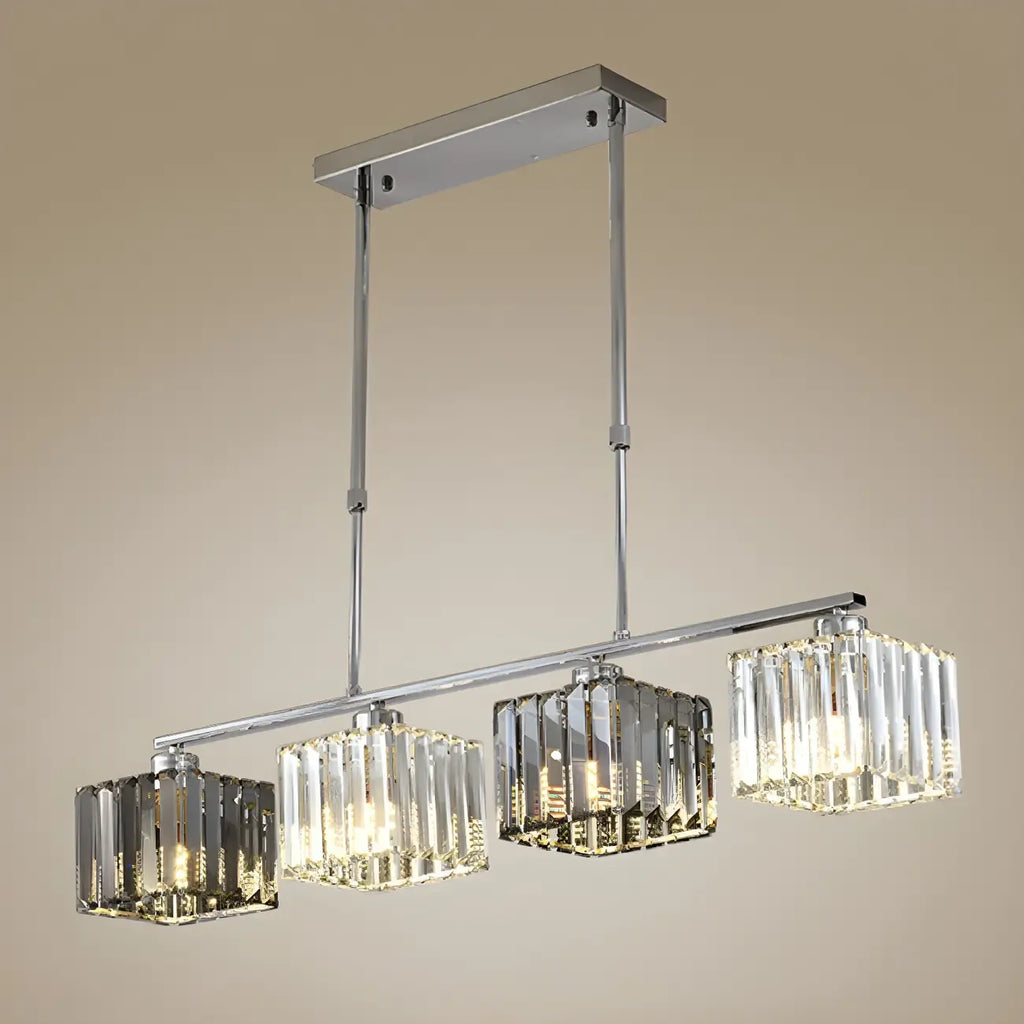 Suspension moderne en verre avec structure métallique pour îlot de cuisine