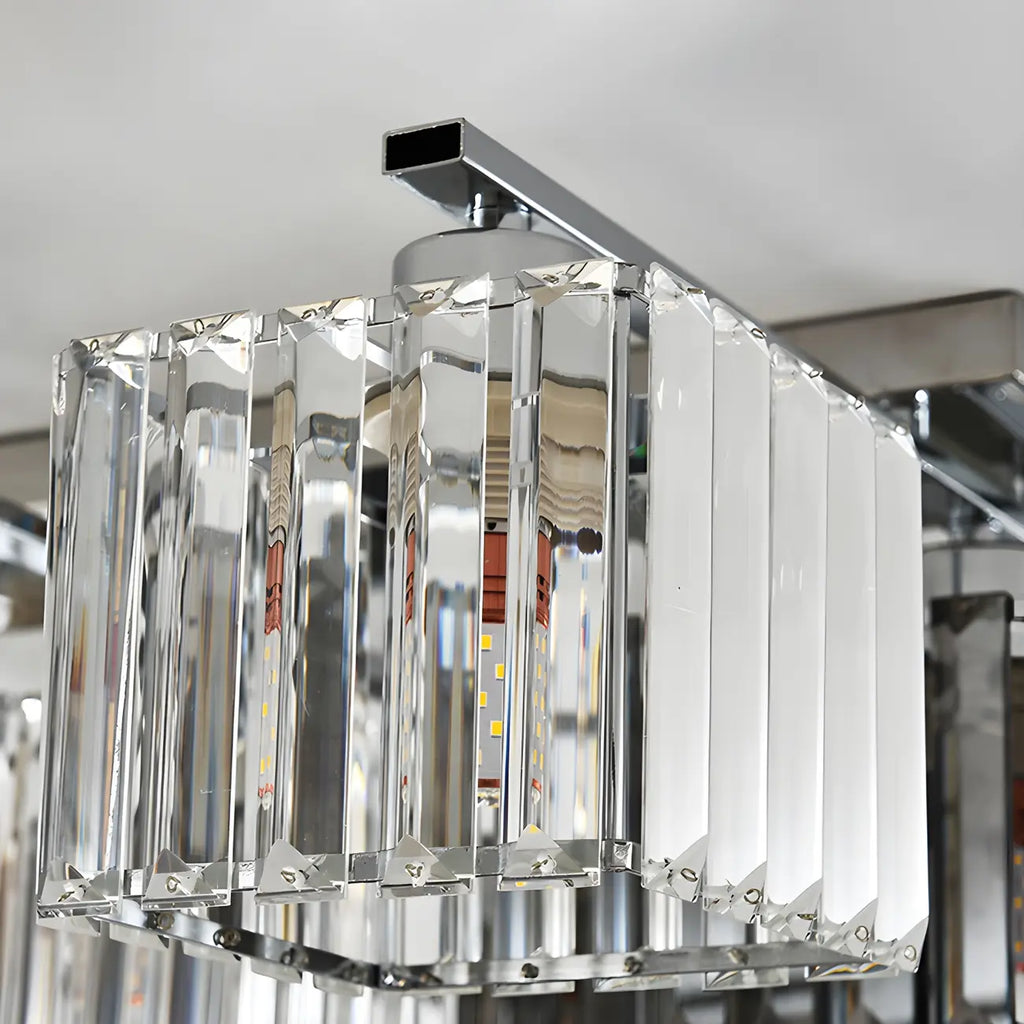 Suspension moderne en verre avec structure métallique pour îlot de cuisine