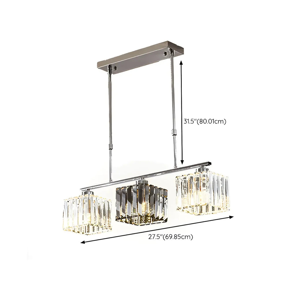 Suspension moderne en verre avec structure métallique pour îlot de cuisine