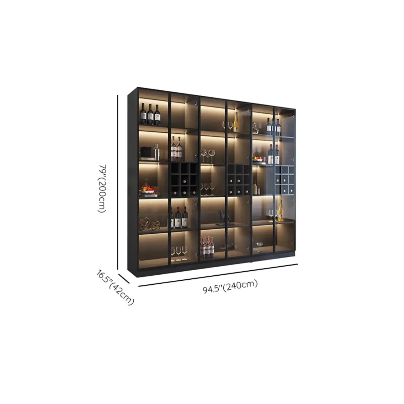 Armoire à vin minimaliste en bois noir avec porte vitrée