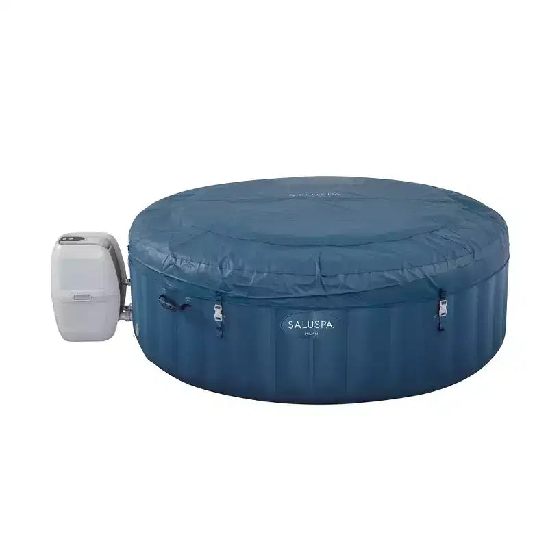 Bestway SaluSpa Milan AirJet, spa gonflable rond portable d'extérieur pour 4 à 6 personnes avec 140 jets d'air et couverture économiseur d'énergie EnergySense, bleu