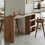 Table de bar rectangulaire moderne en bois marron avec rangement pour la maison