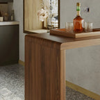 Table de bar rectangulaire moderne en bois marron avec rangement pour la maison