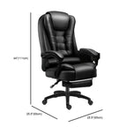 Fauteuil de bureau pivotant ergonomique en cuir noir avec repose-pieds