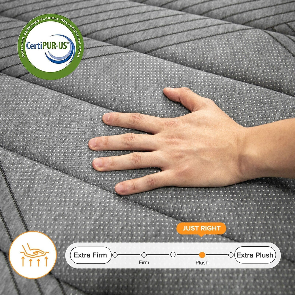 Matelas SweDrea Plush Hybrid en mousse à mémoire de forme 8/12 po. respirant et rafraîchissant, certifié CertiPUR-US, SGS et OEKO-TEX®.