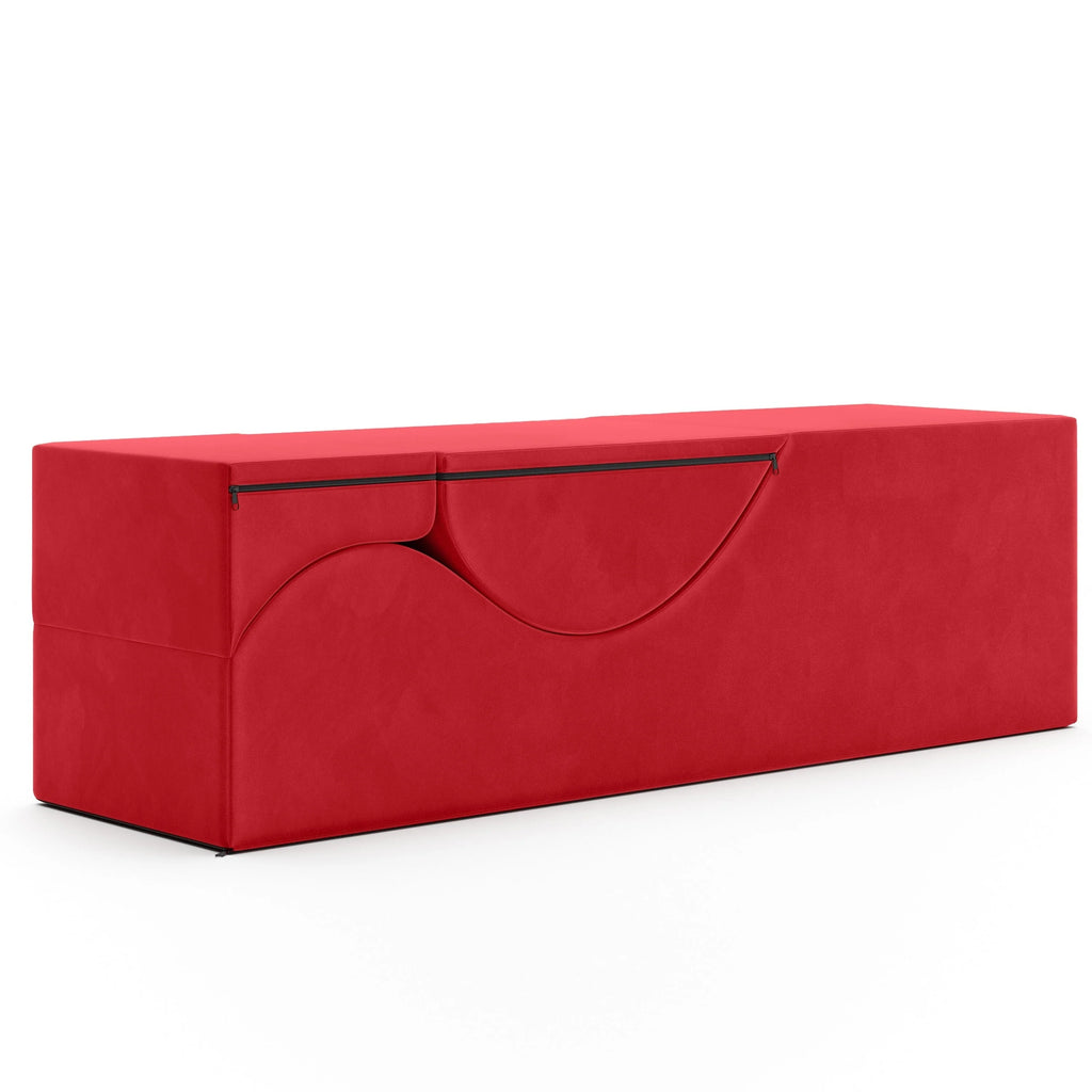 Chaise longue convertible Avana Kami / Yoga et massage - Pouf 2 en 1 avec fauteuil de yoga dépliable dissimulé, Microvelours - Non disponible