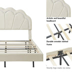 Ensemble de chambre 2 pièces avec lit plateforme LED et pouf de rangement