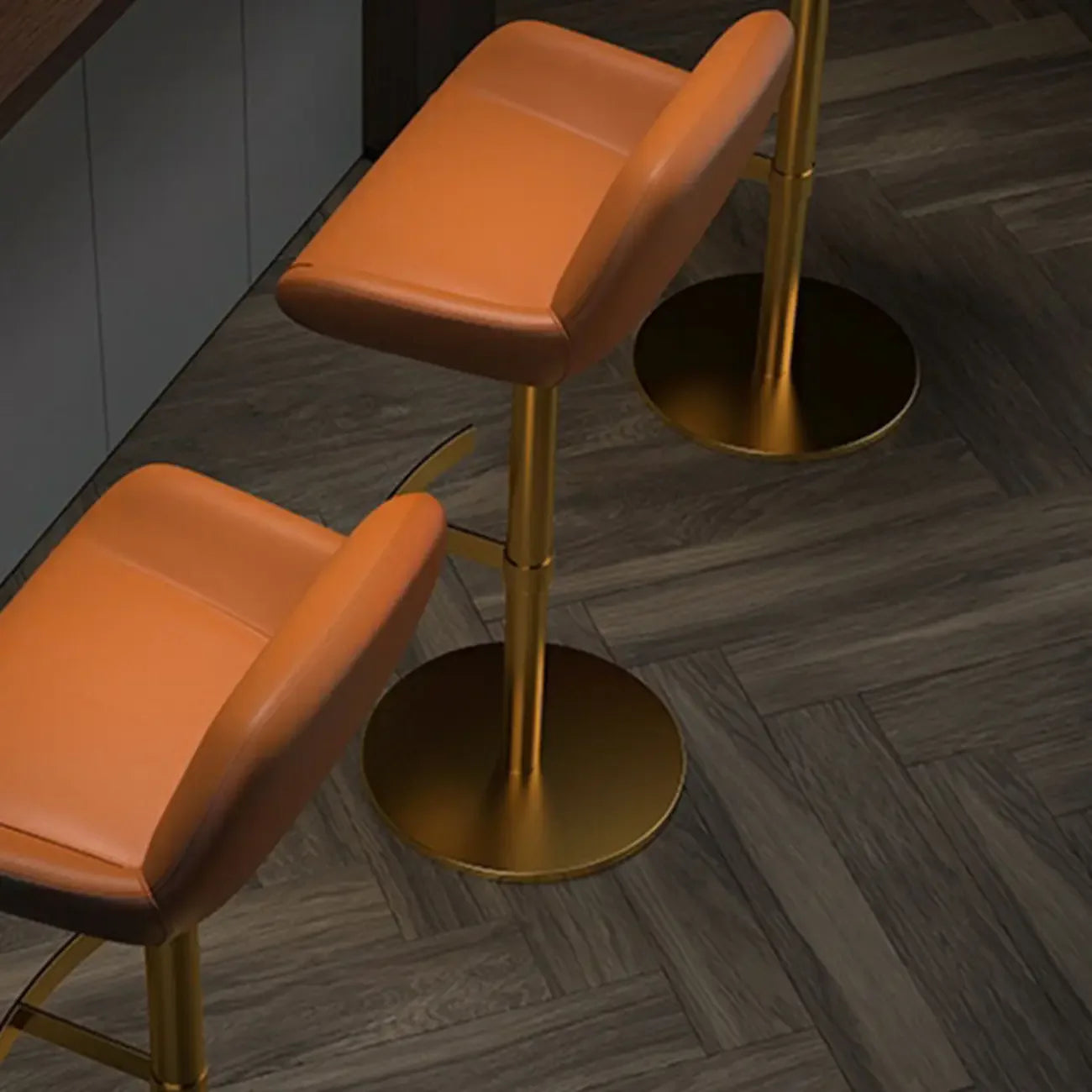 Tabourets de bar pivotants minimalistes en cuir avec dossier bas pour la cuisine