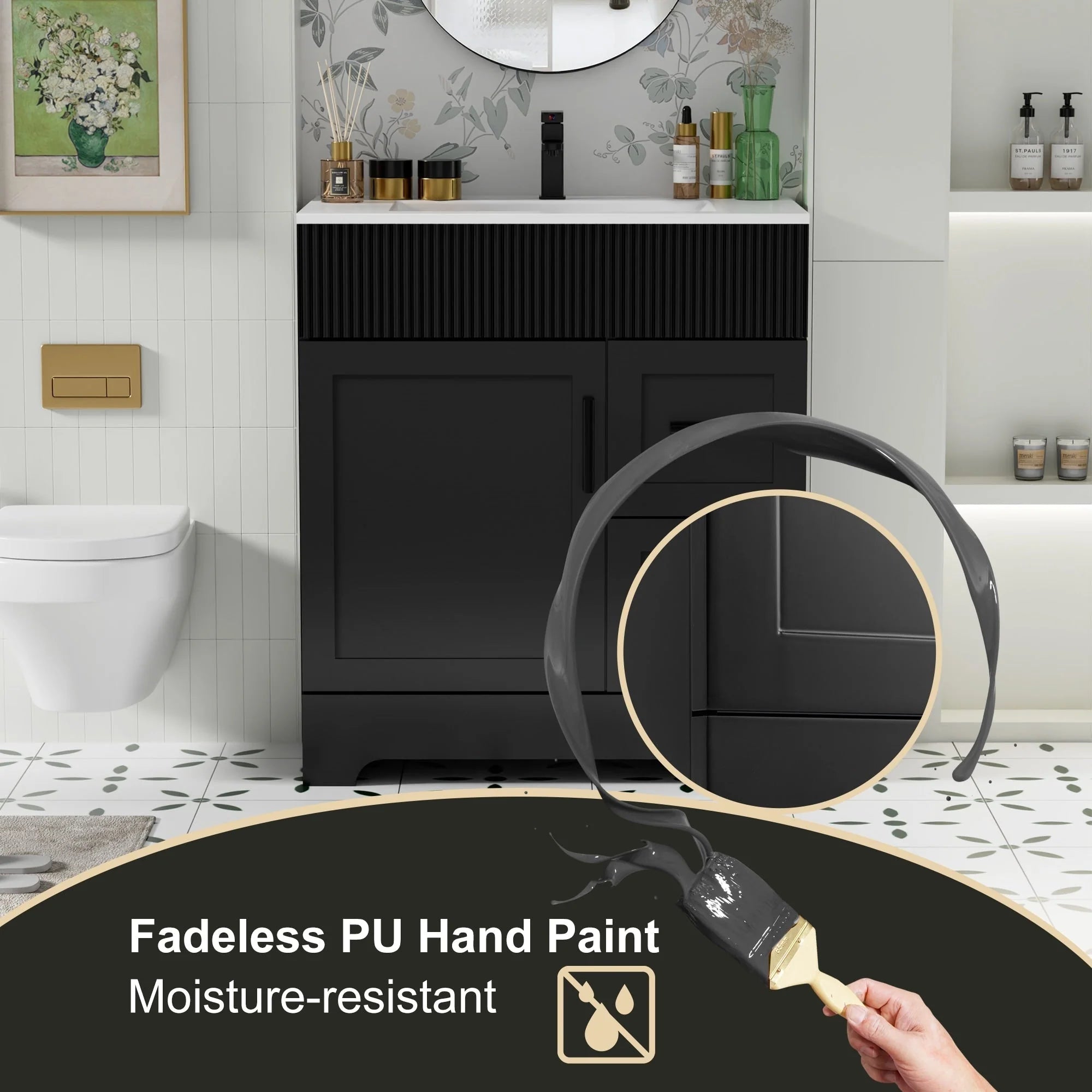 Ensemble meuble-lavabo Wavy Line 30/36/48 avec lavabo et robinet