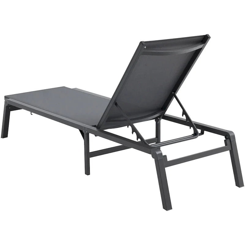 Chaises longues d'extérieur, chaises longues de patio en aluminium avec 5 positions réglables, chaises longues de piscine pliantes inclinables